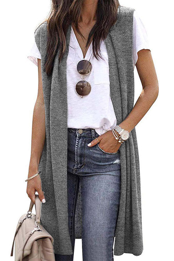 Chic Longline Open Front Knit Vest