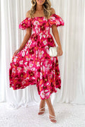 Off-Shoulder Printed Tiered Maxi Dress