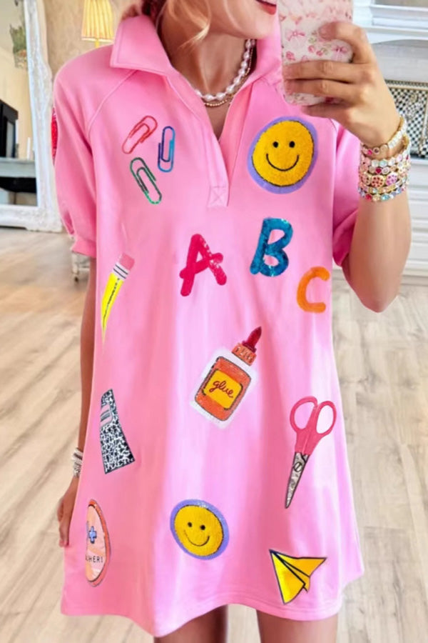 Back-to-School Print Polo Dress