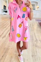 Back-to-School Print Polo Dress