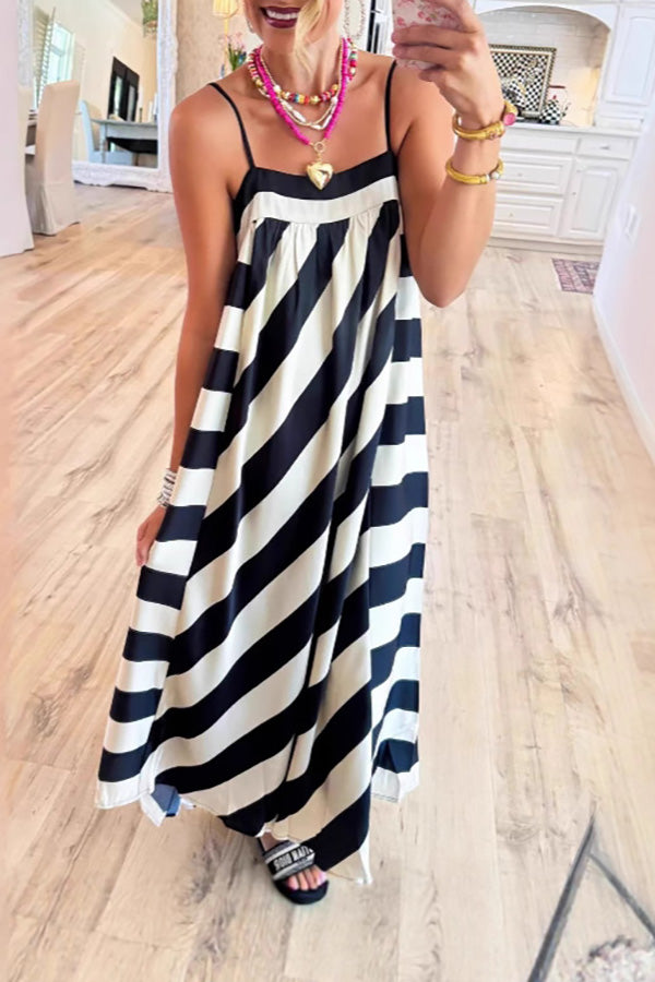 Striped Spaghetti Strap Maxi Dress