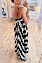 Striped Spaghetti Strap Maxi Dress