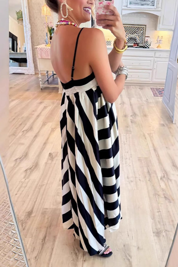 Striped Spaghetti Strap Maxi Dress