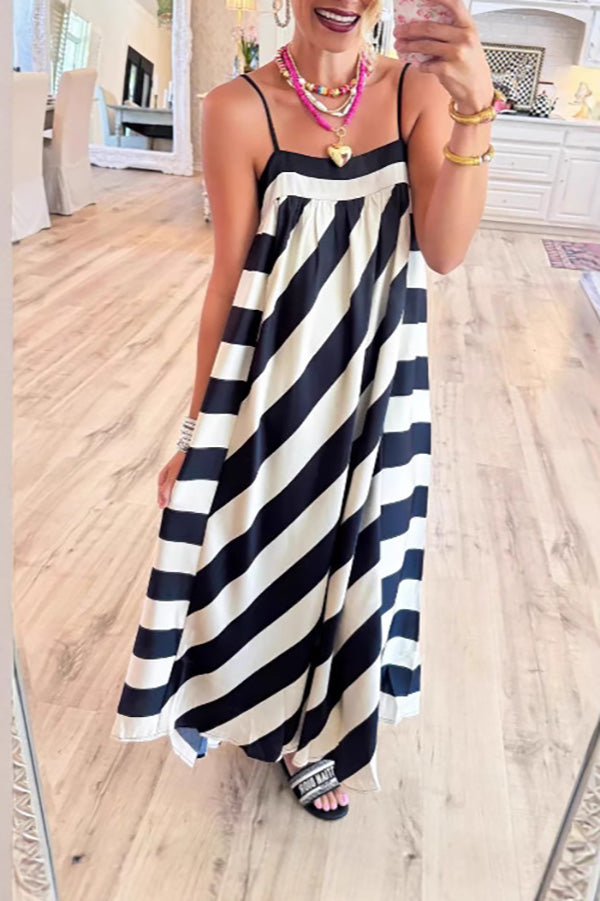 Striped Spaghetti Strap Maxi Dress