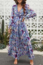 Floral V-Neck Ruffle Tiered Maxi Dress