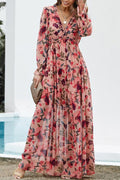 Floral V-Neck Ruffle Tiered Maxi Dress