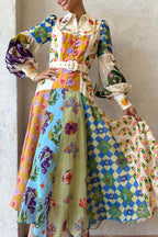 Fruit Print Tie-Waist Maxi Shirt Dress