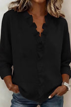 V-Neck Ruffle Long Sleeve Blouse