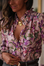 Vintage Floral Ruffle Collar Blouse
