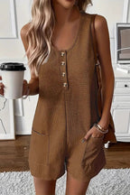 Casual Button Decor Sleeveless Romper