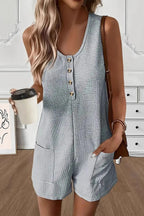 Casual Button Decor Sleeveless Romper