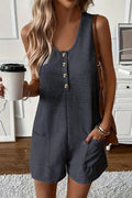 Casual Button Decor Sleeveless Romper
