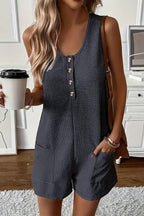 Casual Button Decor Sleeveless Romper
