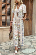 Floral Print Tie-Front Top & Pants Set
