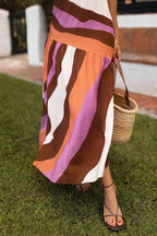 Boho Striped High Waist Maxi Skirt