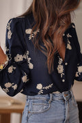 Floral Embroidered Button Up Blouse