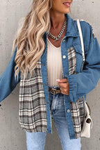 Women's Plaid Patchwork Denim Jacket