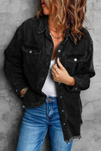 Women's Frayed Hem Denim Shirt Jacket