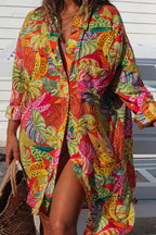 Women's Tropical Print Beach Cover-Up