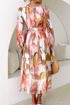 Abstract Print V-Neck Maxi Dress