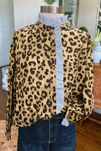 Ruffled Leopard Print Button Down Top