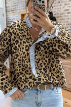 Ruffled Leopard Print Button Down Top