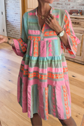 Geometric Print Tiered Shift Dress