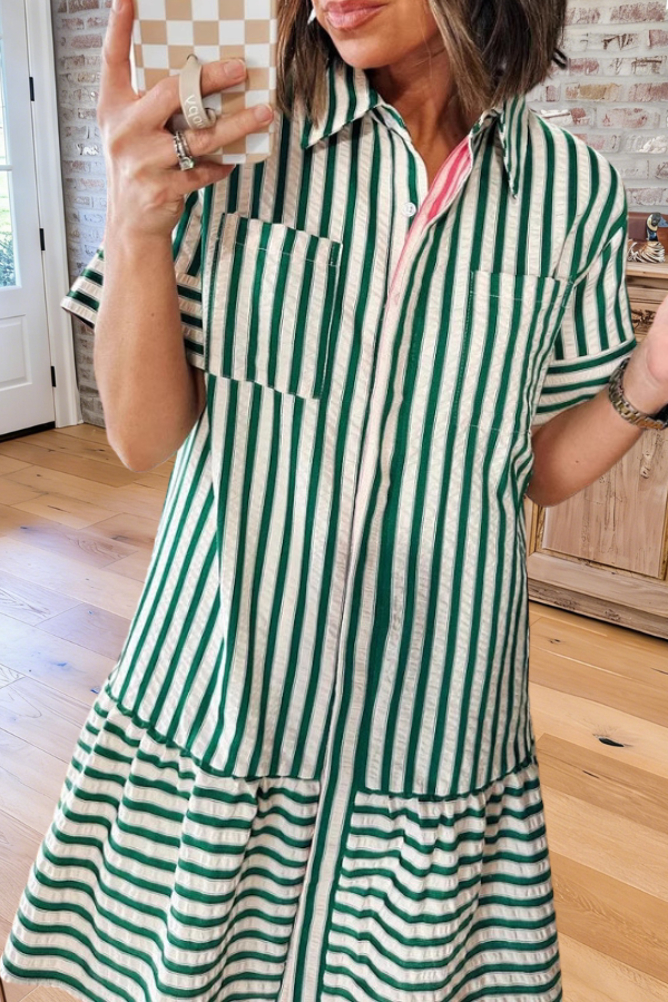 Striped Button Down Mini Dress
