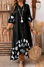 Polka Dot Ruffle Hem Shirt Dress