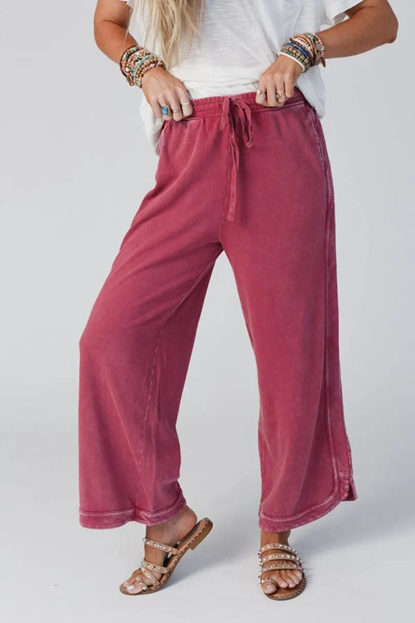 Mineral Washed Wide Leg Joggers