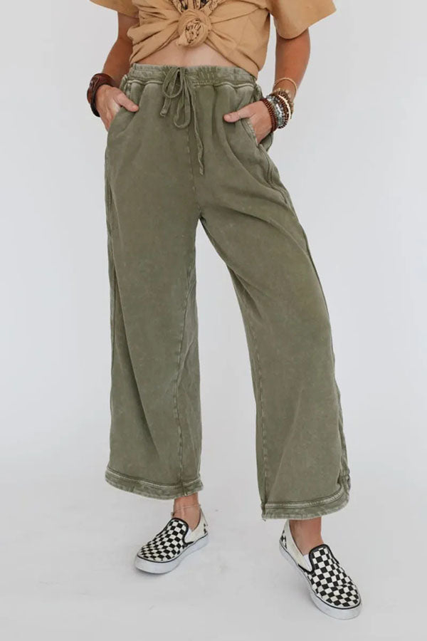 Mineral Washed Wide Leg Joggers