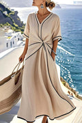 Elegant Twist Front V-Neck Maxi Dress