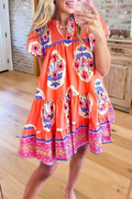Floral Print Smocked Tiered Mini Dress