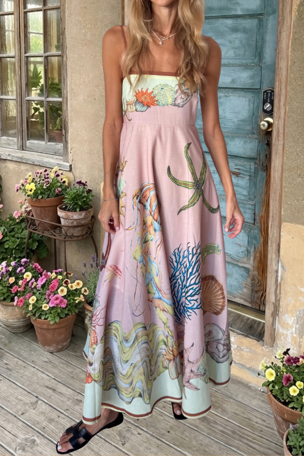 Sea World Print Cami Maxi Dress