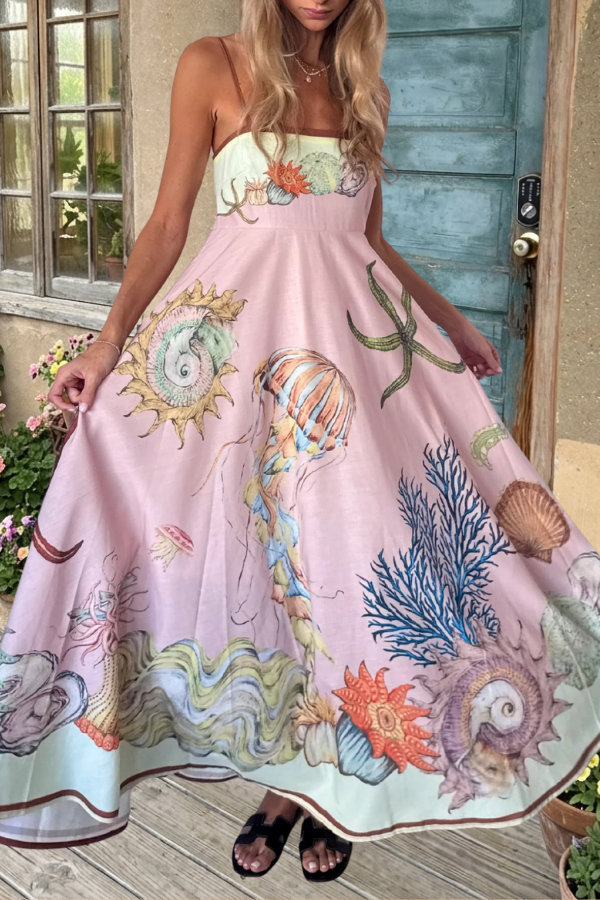 Sea World Print Cami Maxi Dress
