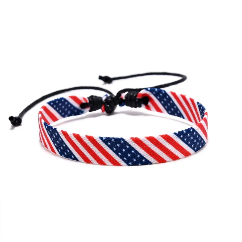 Patriotic Woven Flag Charm Bracelet