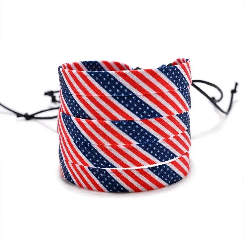 Patriotic Woven Flag Charm Bracelet