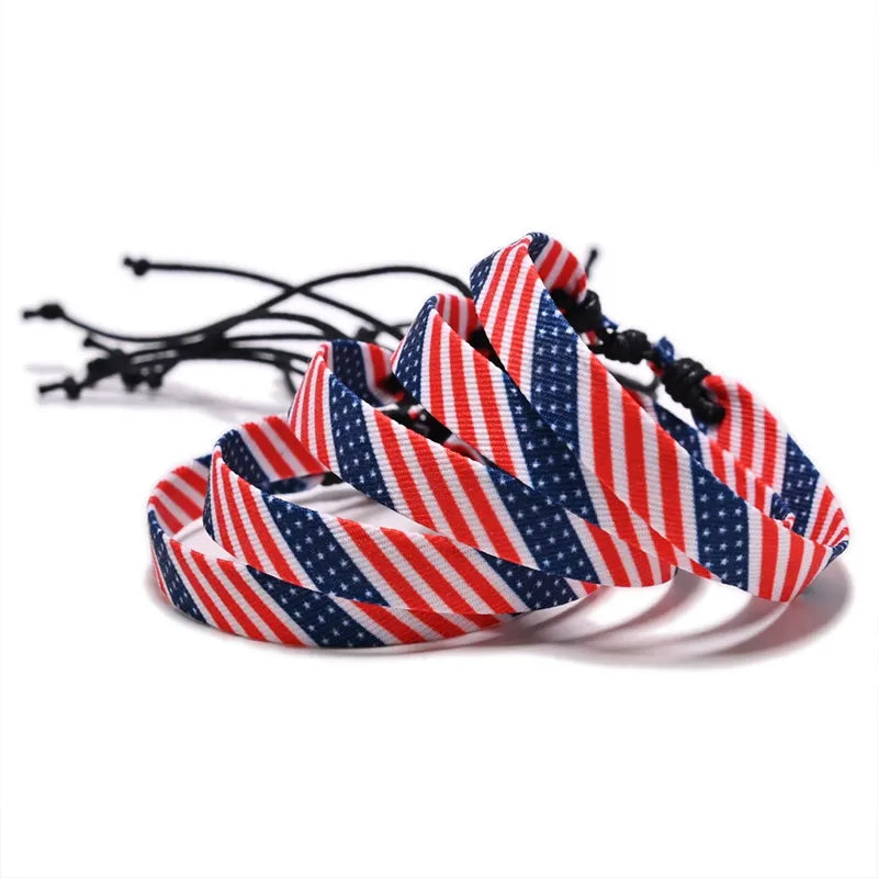 Patriotic Woven Flag Charm Bracelet