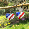 Patriotic Crystal Heart Drop Earrings
