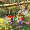 Triple Layer Patriotic Star Earrings