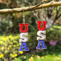 Sparkling Rhinestone USA Letter Earrings