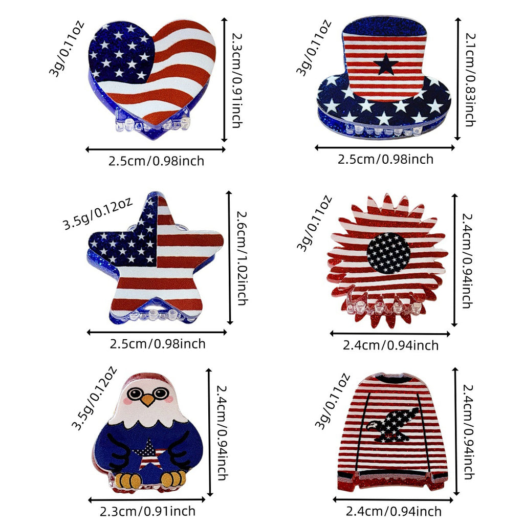 Patriotic Glitter Mini Hair Claw Clips