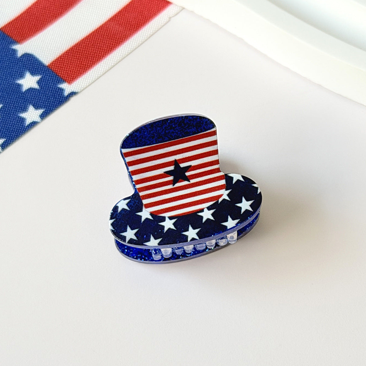 Patriotic Glitter Mini Hair Claw Clips