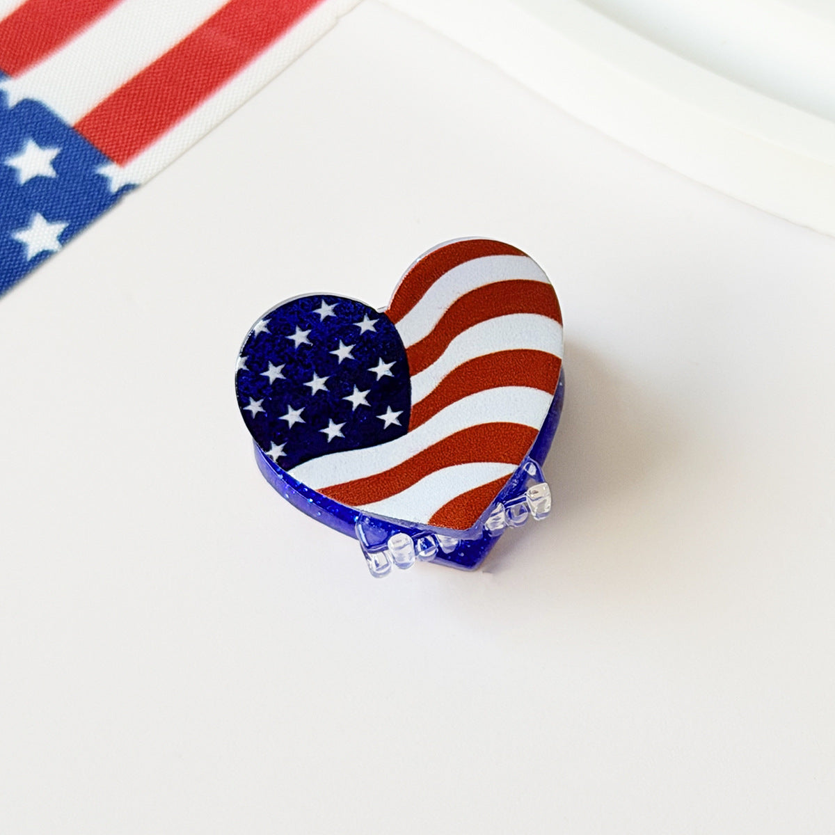 Patriotic Glitter Mini Hair Claw Clips