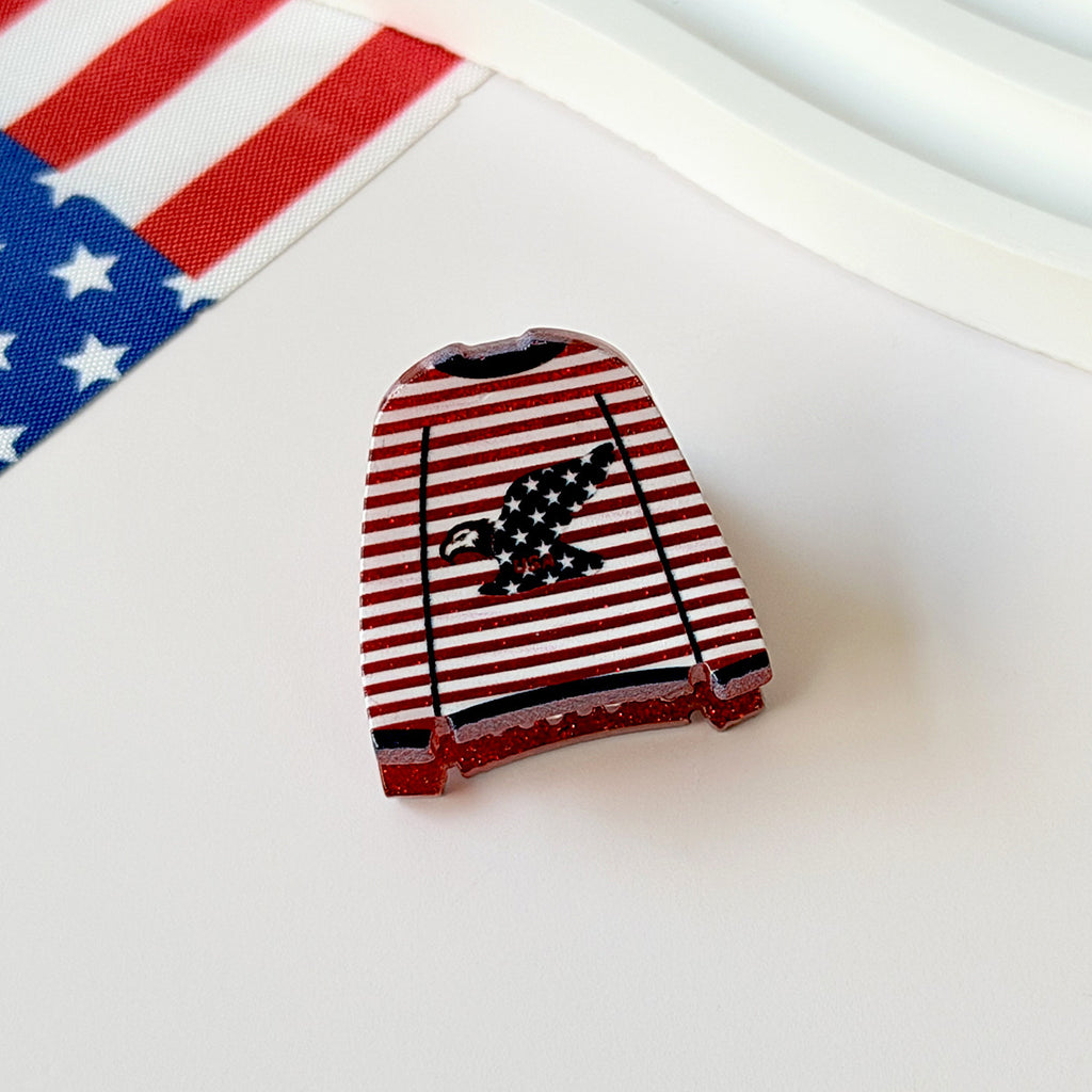 Patriotic Glitter Mini Hair Claw Clips
