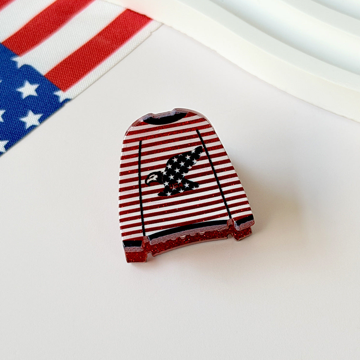Patriotic Glitter Mini Hair Claw Clips