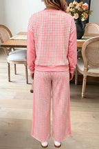 Pink gingham lounge set back view