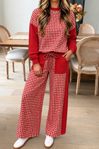 Red gingham two piece lounge set
