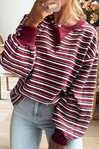 Women's striped sweatshirt with ribbed cuffs