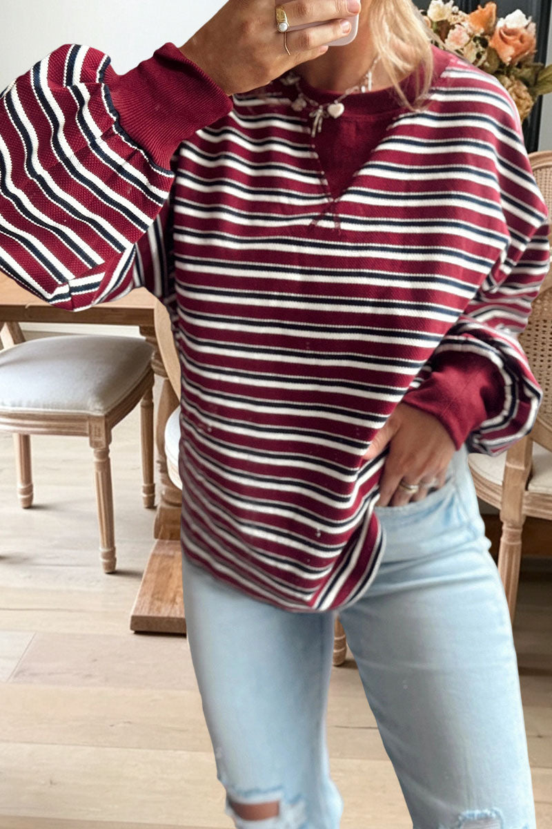 Relaxed striped sweatshirt with drop shoulders